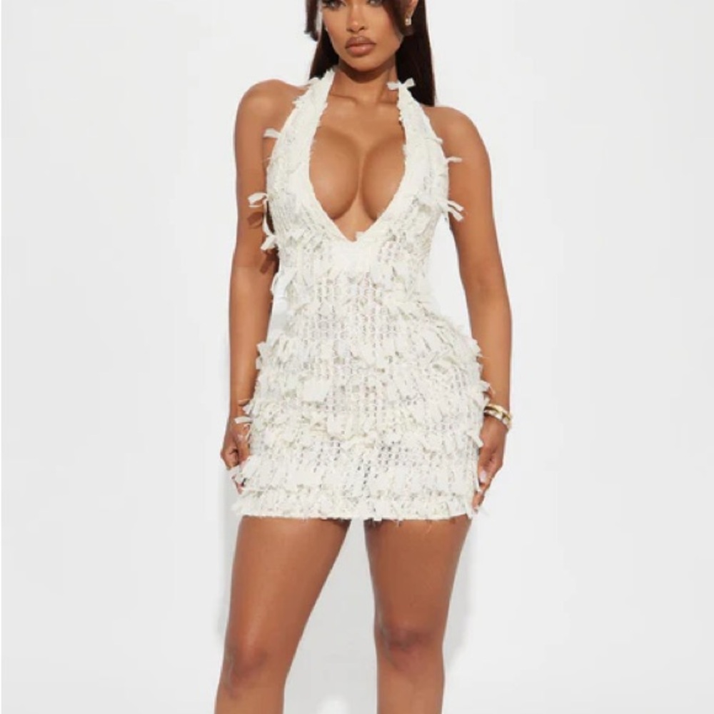 Fashion Nova White Halter Dress